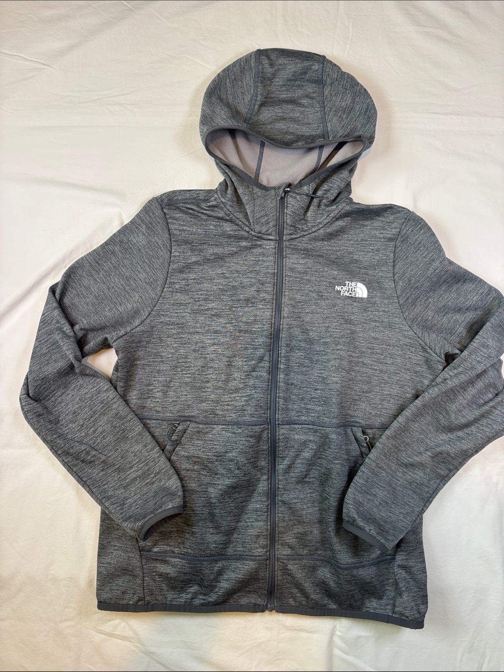 The North Face Women's Heather Gray Hooded Full-Zip Jacket